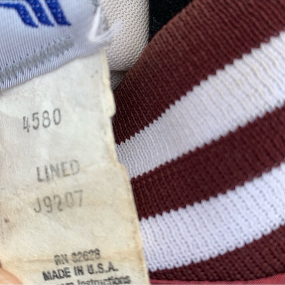 Vintage Satin Bomber Swingster Size Medium Stripes Made in USA Maroon White - Picture 7 of 8